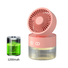 Load image into Gallery viewer, Portable Fan Air Humidifier 350ml Water Cooler Table Fan Usb Rechargeable Fan Essential Oil Diffuser Night Light Car Fan

