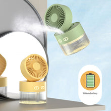 Load image into Gallery viewer, Portable Fan Air Humidifier 350ml Water Cooler Table Fan Usb Rechargeable Fan Essential Oil Diffuser Night Light Car Fan

