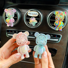 Load image into Gallery viewer, Mini Car Fan Car Air Vent Outlet Perfume Clip Air Freshener Fan Charm Bear Decor Automobile Interior Decoration Accessories
