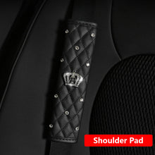 Load image into Gallery viewer, Car Styling Crystal Crown Car Seat Belt Cover Shoulder Pads Car Shifter Gear Knob Cover Hand Brake Covers Auto Interior Accessories
