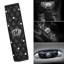 Load image into Gallery viewer, Car Styling Crystal Crown Car Seat Belt Cover Shoulder Pads Car Shifter Gear Knob Cover Hand Brake Covers Auto Interior Accessories
