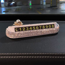 Load image into Gallery viewer, Bling Diamonds Car Temporary Phone Number Parking Sign Women's Trending Creative Parking Card Car Moving Digital Ornaments
