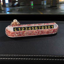 Load image into Gallery viewer, Bling Diamonds Car Temporary Phone Number Parking Sign Women's Trending Creative Parking Card Car Moving Digital Ornaments
