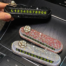 Load image into Gallery viewer, Bling Diamonds Car Temporary Phone Number Parking Sign Women's Trending Creative Parking Card Car Moving Digital Ornaments
