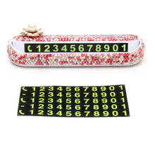 Load image into Gallery viewer, Bling Diamonds Car Temporary Phone Number Parking Sign Women's Trending Creative Parking Card Car Moving Digital Ornaments

