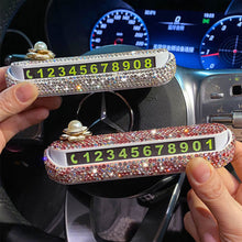 Load image into Gallery viewer, Bling Diamonds Car Temporary Phone Number Parking Sign Women's Trending Creative Parking Card Car Moving Digital Ornaments
