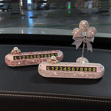 Load image into Gallery viewer, Bling Diamonds Car Temporary Phone Number Parking Sign Women's Trending Creative Parking Card Car Moving Digital Ornaments
