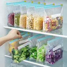Load image into Gallery viewer, 10pcs Reusable Zip Lock Bag Food Fresh Keeping Microwaveable Storage Bag Zipper Sealing Container Travel Freezer Camping Kitchen Fresh Keeping Bags
