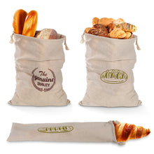 Load image into Gallery viewer, Reusable Linen Bread Bag Baguette Cotton Drawstring Storage Bag Loaf Homemade Bread Eco Friendly Fresh Keeping Bags
