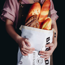 Load image into Gallery viewer, Reusable Cotton Bread Bag with TPU Lining Baguette Cotton Storage Bag Loaf Homemade Bread Eco Friendly Fresh Keeping Bags
