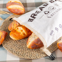Load image into Gallery viewer, Reusable Cotton Bread Bag with TPU Lining Baguette Cotton Storage Bag Loaf Homemade Bread Eco Friendly Fresh Keeping Bags
