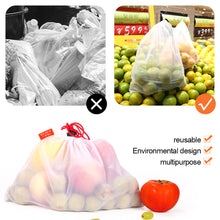 Load image into Gallery viewer, 3 Sizes Reusable Mesh Drawstring Bag Eco-Friendly Washable Bags Grocery Shopping Storage Fruit Vegetable Toys Sundries Bag
