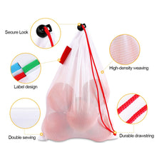 Load image into Gallery viewer, 12pcs 3Sizes Reusable Mesh Drawstring Bag Eco-Friendly Washable Bags Grocery Shopping Storage Fruit Vegetable Toys Sundries Bag
