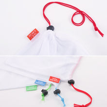 Load image into Gallery viewer, 12pcs 3Sizes Reusable Mesh Drawstring Bag Eco-Friendly Washable Bags Grocery Shopping Storage Fruit Vegetable Toys Sundries Bag
