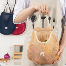 Load image into Gallery viewer, 1pc Reusable Kitchen Hanging Mesh Storage Bag Home Fruit Vegetable Net Bag Ginger Garlic Potatoes Onions Hollow Bag

