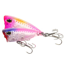 Load image into Gallery viewer, 4CM 3.3G Multi-Color Water System Micro Matter Wave Climbing ABS Lure Floating Fishing Bait Poper Trout Pike Fishing Hard Bait Triple Hook
