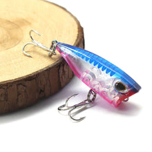 Load image into Gallery viewer, 4CM 3.3G Multi-Color Water System Micro Matter Wave Climbing ABS Lure Floating Fishing Bait Poper Trout Pike Fishing Hard Bait Triple Hook
