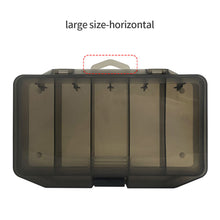Load image into Gallery viewer, Gray Transparent Plastic Single Layer Lure Box Large/Medium/Small Size Fishing Accessories Case 5 Grids Soft Bait Hard Bait Storage Box
