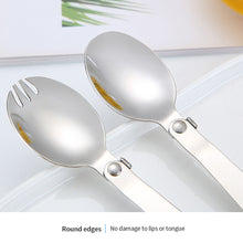 Load image into Gallery viewer, 304 Stainless Steel Foldable Cutlery Outdoor Three-Fold Welded Spoon Fork Picnic Camping Travel Portable Creative Tableware With Storage Box
