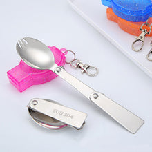 Load image into Gallery viewer, 304 Stainless Steel Foldable Cutlery Outdoor Three-Fold Welded Spoon Fork Picnic Camping Travel Portable Creative Tableware With Storage Box

