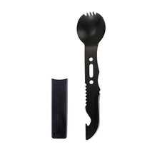 Load image into Gallery viewer, 7 In 1 Multifunctional Survival Whistling Knife Camping Picnic Stainless Steel Portable Spork Cutlery Outdoor Survival Tool
