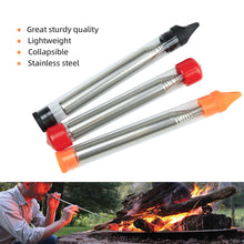 Load image into Gallery viewer, Stainless Steel Fire Blowing Tube 8 Sections Retractable Collapsible Mouth Blowpipe Efficient Small Portable Outdoor Camping Fire Tool Picnic Equipment
