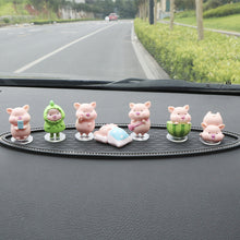 Load image into Gallery viewer, 7Pcs/Set Cute Car Center Console Ornament Animal Pig Doll Statue Figurine Small Miniatures for Car Home Decoration
