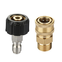 Load image into Gallery viewer, 2Pcs 3/8'' or 1/4" Pressure Washer Adapter Kit M22 14mm / 15mm Female Swivel to Quick Connect Release Set Nozzles
