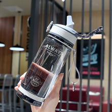 Load image into Gallery viewer, 1Pc 800ml Sports Water Bottle with straw For Camping Hiking Outdoor Plastic Transparent Bottle For Men Drinkware
