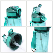 Load image into Gallery viewer, 1Pc 800ml Sports Water Bottle with straw For Camping Hiking Outdoor Plastic Transparent Bottle For Men Drinkware
