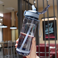 Load image into Gallery viewer, 1Pc 800ml Sports Water Bottle with straw For Camping Hiking Outdoor Plastic Transparent Bottle For Men Drinkware

