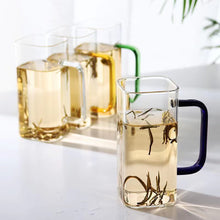 Load image into Gallery viewer, 1Pc Square Glass Mug Breakfast Milk Coffee Cup Microwave Safe Transparent Party Beer Mug Coffee Mug Drinkware Glass
