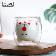 Load image into Gallery viewer, 1Pc Glass Mugs Double Wall Glass Mug Bear Cat Animal Double-layer Glass Mug Coffee Cup Christmas Mug Gift Cute Tea Milk Cup
