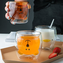 Load image into Gallery viewer, 1Pc Glass Mugs Double Wall Glass Mug Bear Cat Animal Double-layer Glass Mug Coffee Cup Christmas Mug Gift Cute Tea Milk Cup
