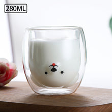 Load image into Gallery viewer, 1Pc Glass Mugs Double Wall Glass Mug Bear Cat Animal Double-layer Glass Mug Coffee Cup Christmas Mug Gift Cute Tea Milk Cup
