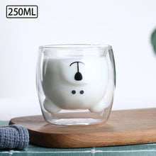 Load image into Gallery viewer, 1Pc Glass Mugs Double Wall Glass Mug Bear Cat Animal Double-layer Glass Mug Coffee Cup Christmas Mug Gift Cute Tea Milk Cup
