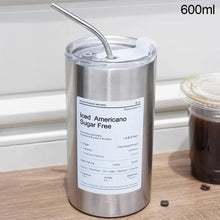 Load image into Gallery viewer, 350/600ml Ice Hot Coffee Industrial Style Stainless Steel Handy Thermos Cup Car Direct Drinking Straw American Travel Mug
