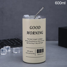 Load image into Gallery viewer, 350/600ml Ice Hot Coffee Industrial Style Stainless Steel Handy Thermos Cup Car Direct Drinking Straw American Travel Mug
