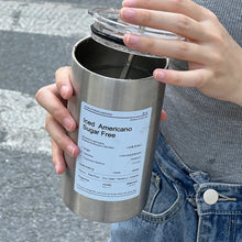 Load image into Gallery viewer, 350/600ml Ice Hot Coffee Industrial Style Stainless Steel Handy Thermos Cup Car Direct Drinking Straw American Travel Mug
