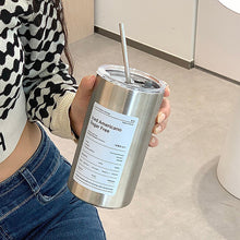 Load image into Gallery viewer, 350/600ml Ice Hot Coffee Industrial Style Stainless Steel Handy Thermos Cup Car Direct Drinking Straw American Travel Mug
