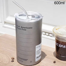 Load image into Gallery viewer, 350/600ml Ice Hot Coffee Industrial Style Stainless Steel Handy Thermos Cup Car Direct Drinking Straw American Travel Mug
