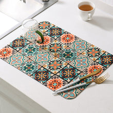 Load image into Gallery viewer, 1Pc Vintage Printed Dish Drying Mat Rubber Water Absorbent Kitchen Sink Pad Splash Drain Pad Placemat Tableware Anti-skid Rugs
