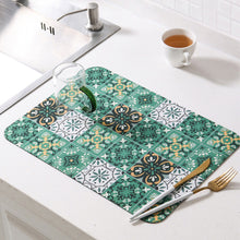 Load image into Gallery viewer, 1Pc Vintage Printed Dish Drying Mat Rubber Water Absorbent Kitchen Sink Pad Splash Drain Pad Placemat Tableware Anti-skid Rugs
