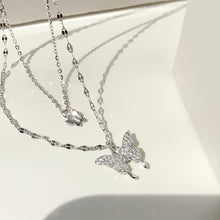 Load image into Gallery viewer, Double Layer Butterfly Pendant Necklace Clavicle Chain Sparkling Diamond Double Layer Alloy Necklace Women Jewelry Gift

