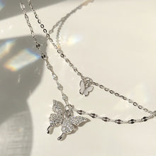 Load image into Gallery viewer, Double Layer Butterfly Pendant Necklace Clavicle Chain Sparkling Diamond Double Layer Alloy Necklace Women Jewelry Gift
