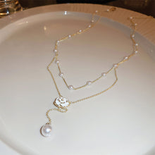 Load image into Gallery viewer, Double Layered Tassel Pearl Necklace Exquisite Camellia Flower Pendant Alloy Necklace Clavicle Chain Women Jewelry Accessory
