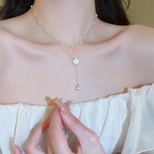 Load image into Gallery viewer, Double Layered Tassel Pearl Necklace Exquisite Camellia Flower Pendant Alloy Necklace Clavicle Chain Women Jewelry Accessory
