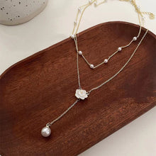 Load image into Gallery viewer, Double Layered Tassel Pearl Necklace Exquisite Camellia Flower Pendant Alloy Necklace Clavicle Chain Women Jewelry Accessory
