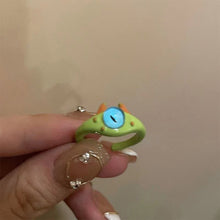 Load image into Gallery viewer, Funny Black Cat Green Monster Ring Fashionable Personalized Opening Adjustable Ring Jewelry Accessory
