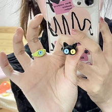 Load image into Gallery viewer, Funny Black Cat Green Monster Ring Fashionable Personalized Opening Adjustable Ring Jewelry Accessory
